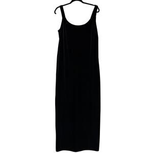 Onyx Nite Black Velvet Sleeveless Maxi Dress Evening Gown Made in USA Size 18